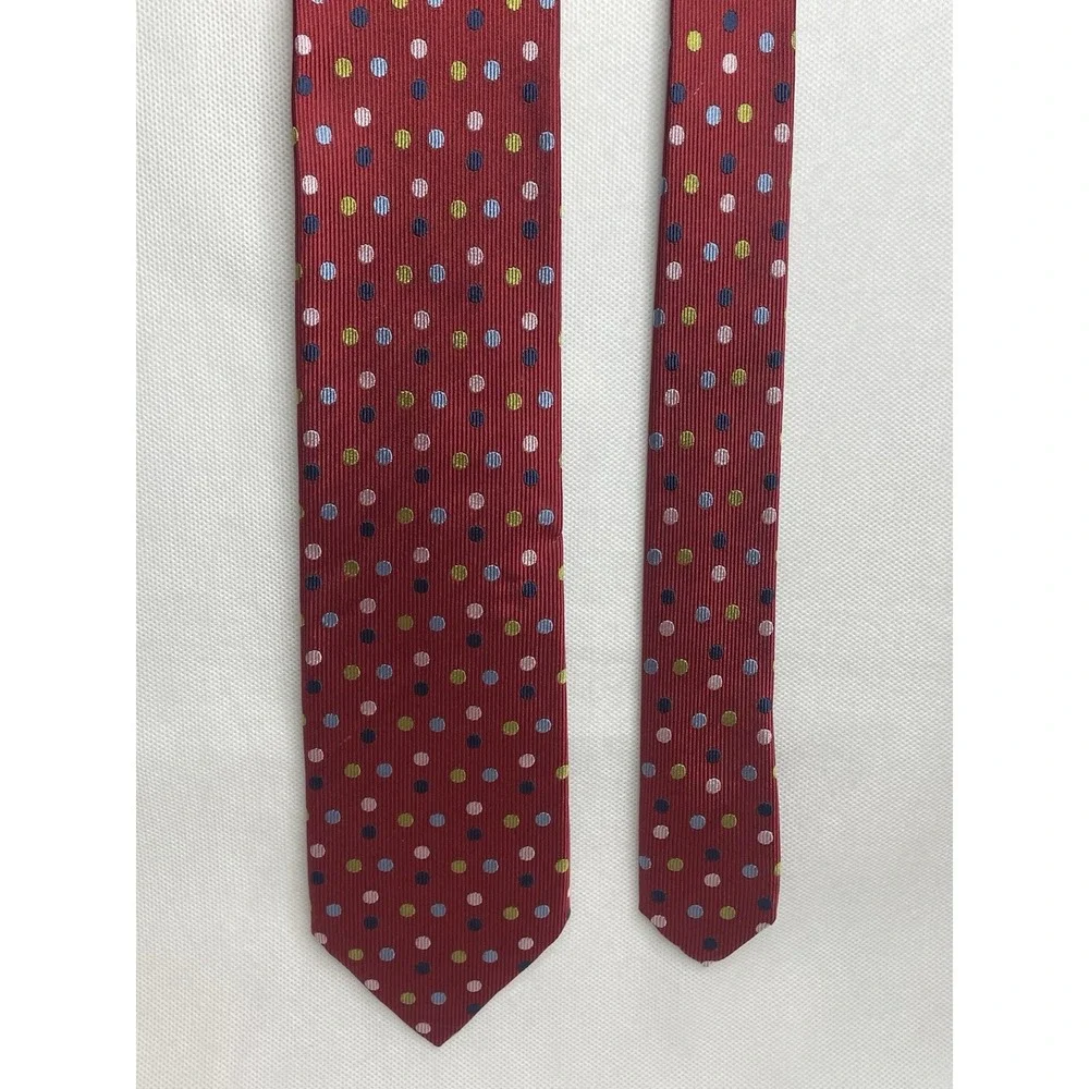 New Vintage Brioni Red Polkadot Tie Classic Repp Silk Handmade in Italy Necktie